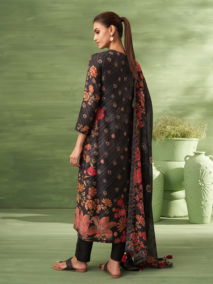 Sitara Unstitched Kurta Set - Black - Image 3