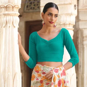 Turquoise Blue Stretchy Blouse