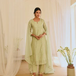 PISTA GREEN GOTA PATTI EMBROIDERED KURTA SET