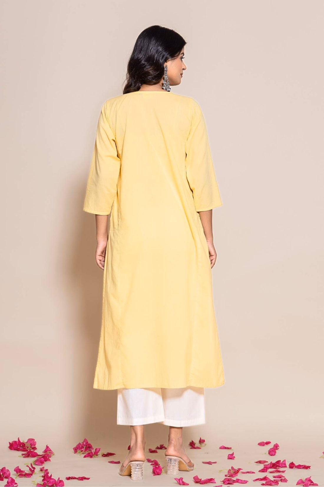 Naksh Yellow Cotton Solid Kurta And Printed Dupatta - Image 5